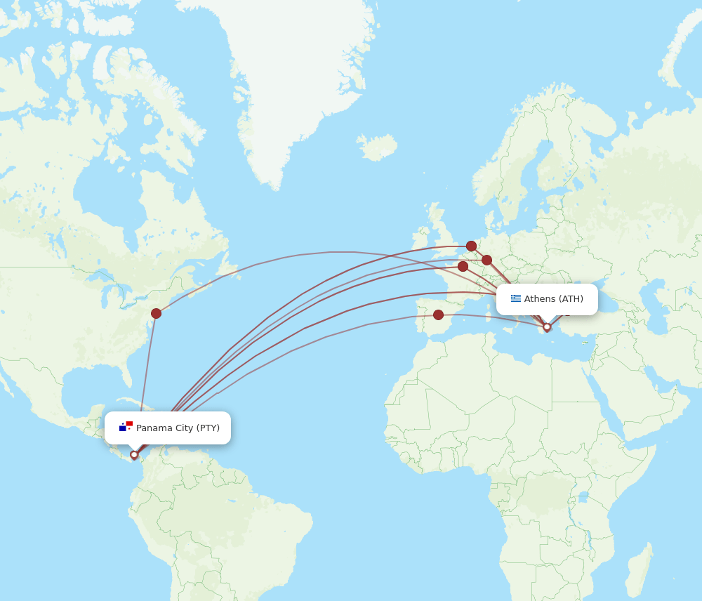 ATH-PTY flight routes