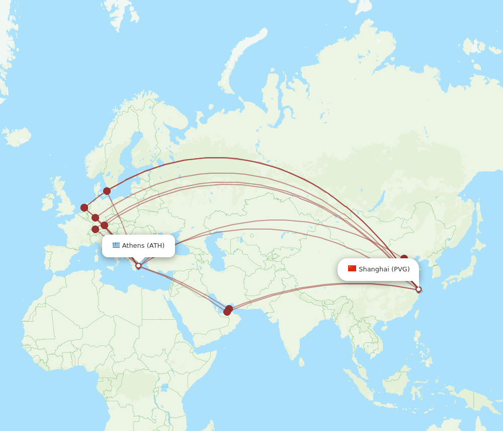 ATH-PVG flight routes