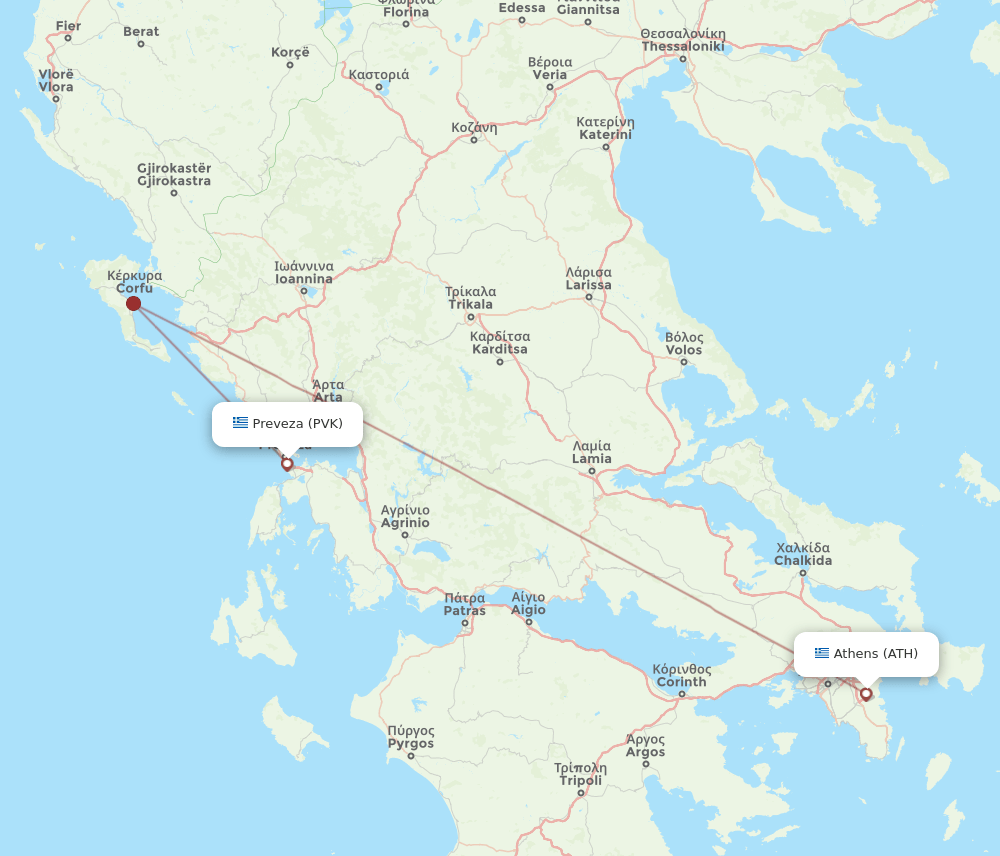 ATH-PVK flight routes