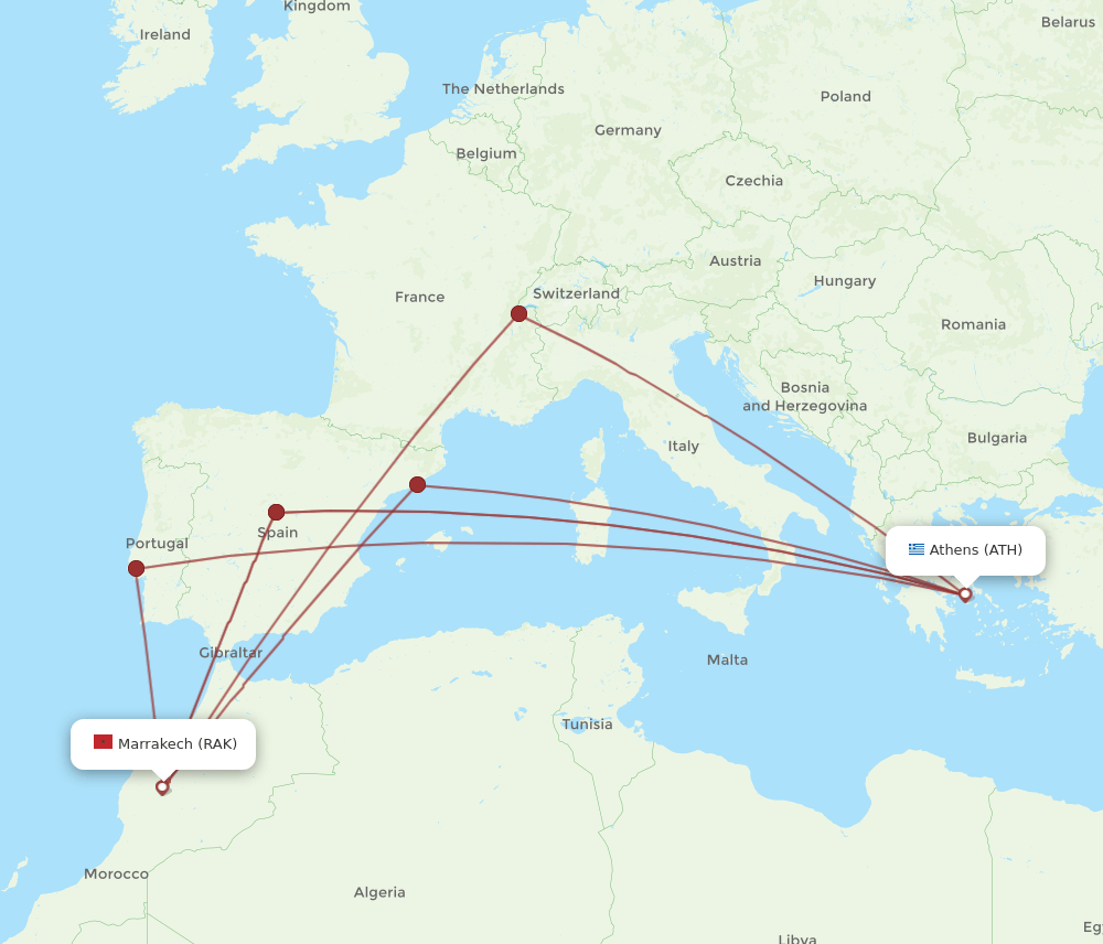 ATH-RAK flight routes