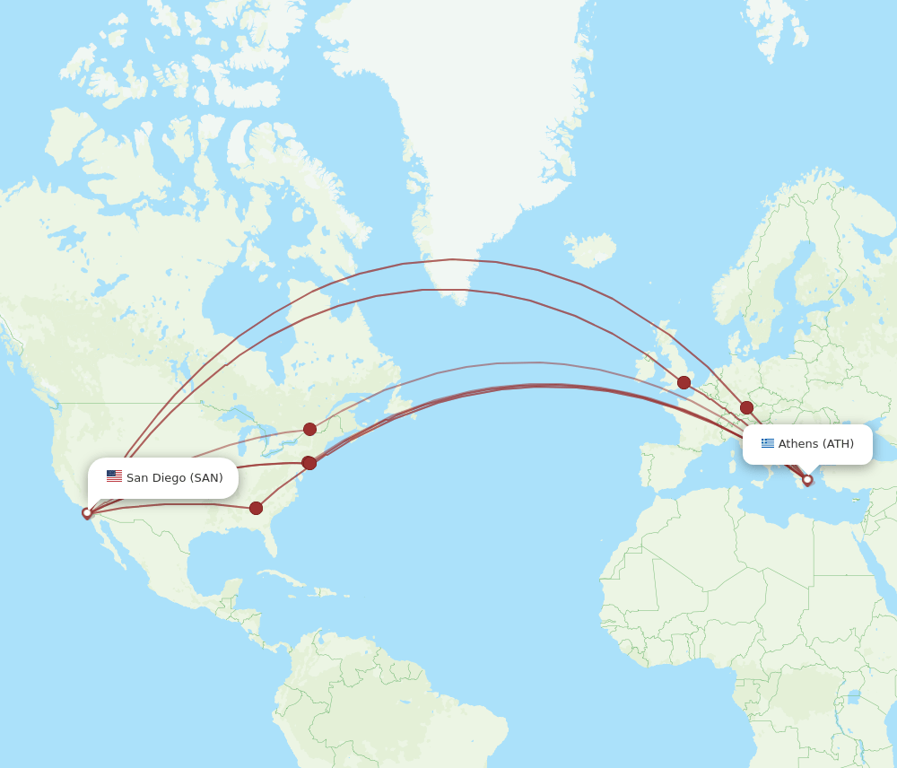 ATH-SAN flight routes