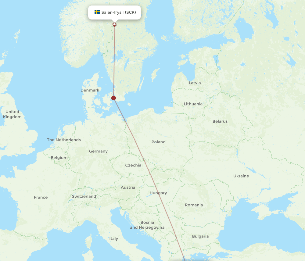 Salen - Athens route map and flight paths