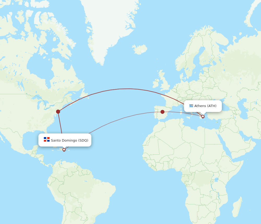 ATH-SDQ flight routes