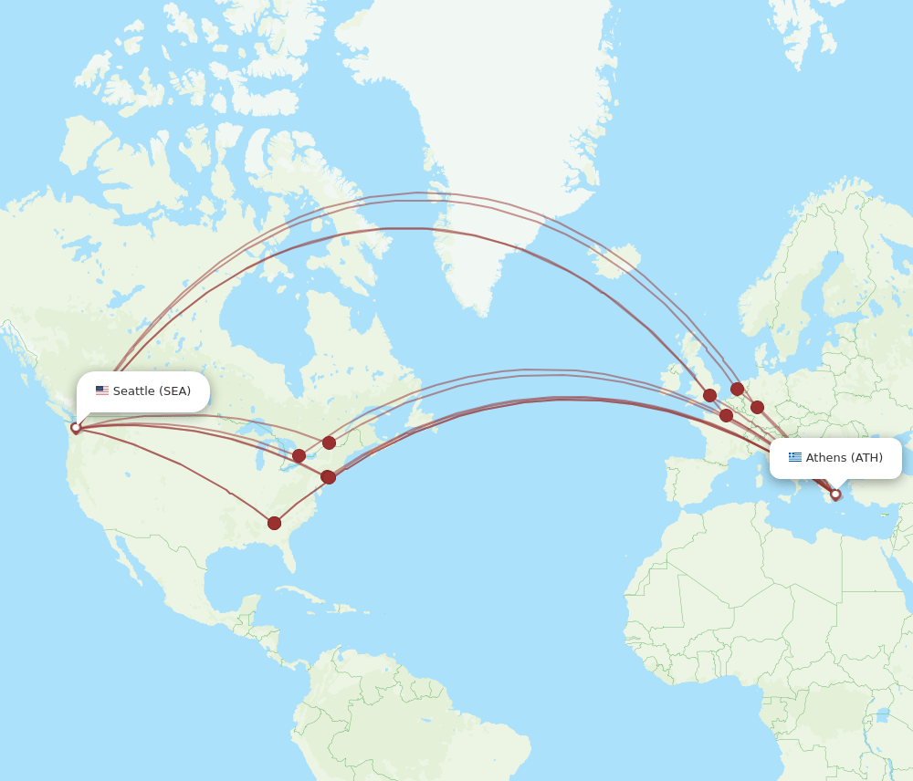 ATH-SEA flight routes