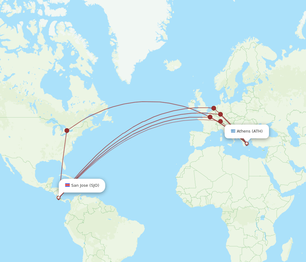 ATH-SJO flight routes