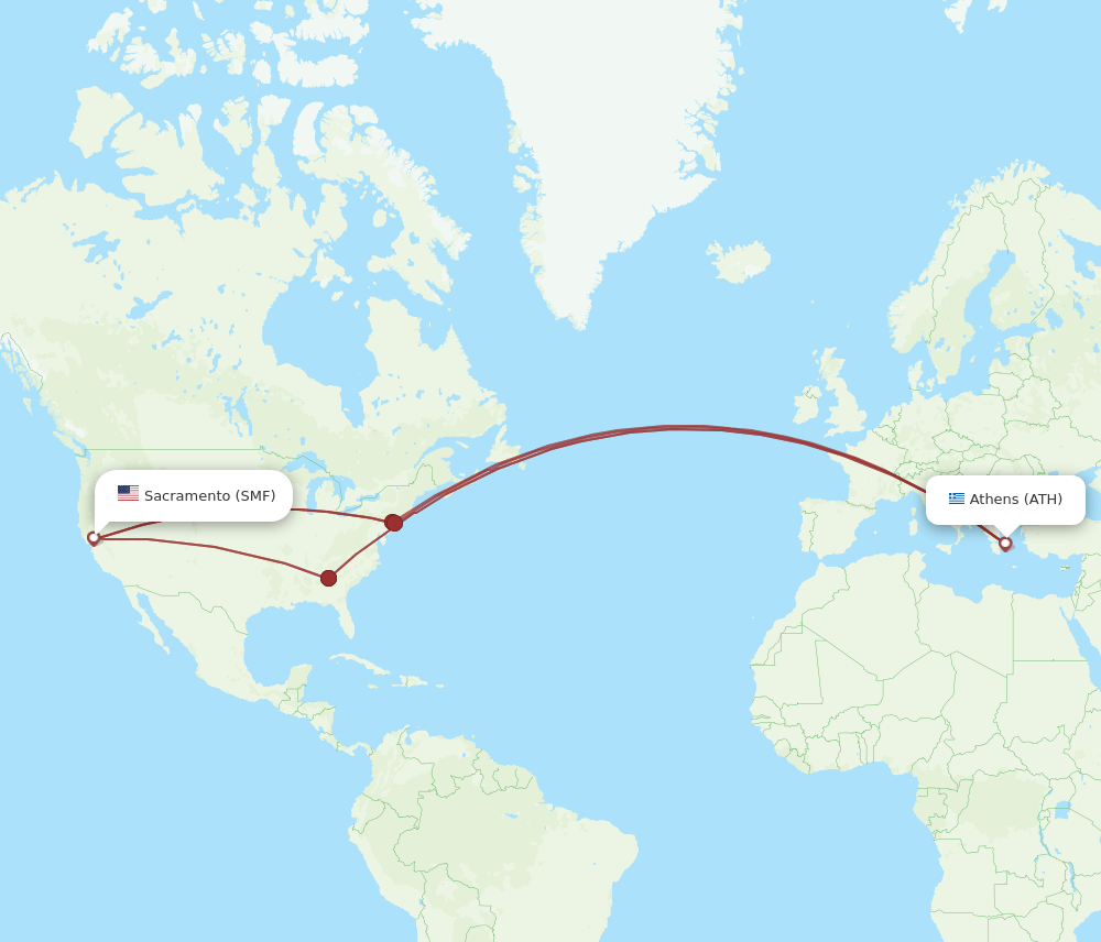 ATH-SMF flight routes