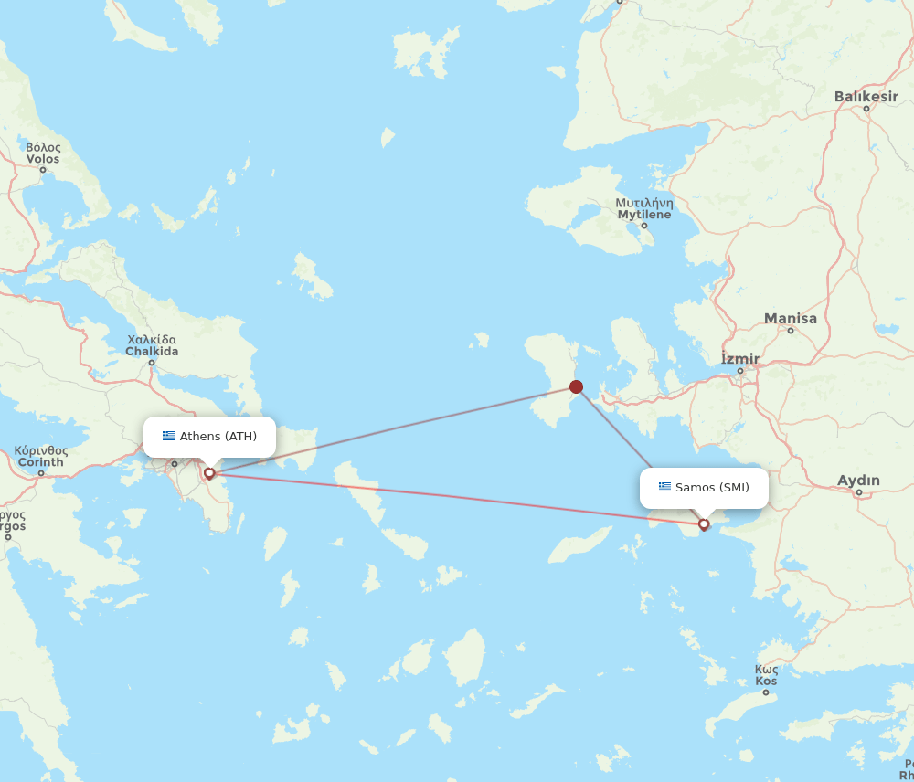 ATH to SMI flights and routes map