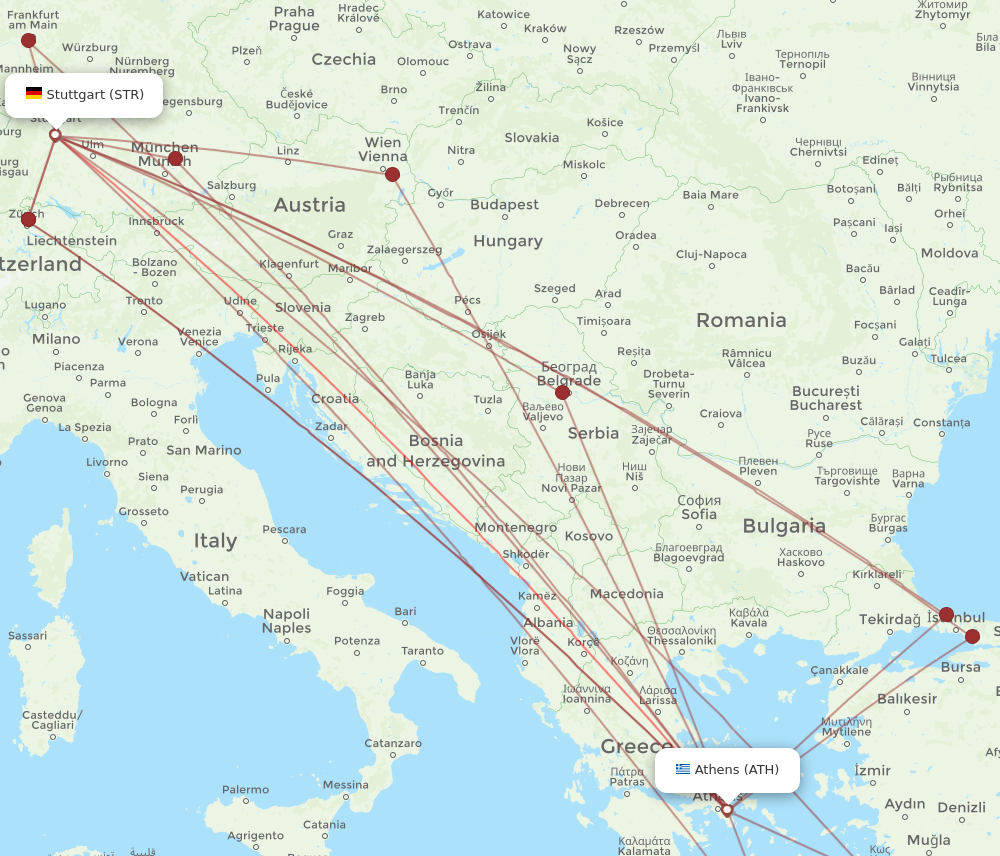 ATH to STR flights and routes map