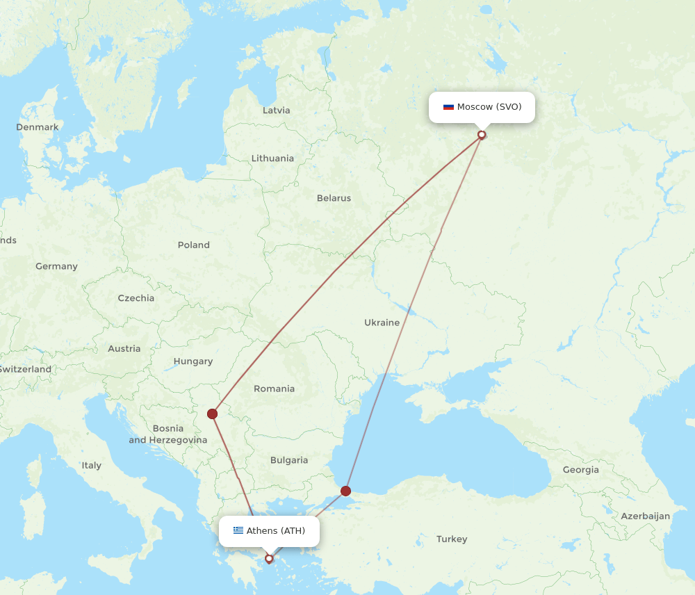 ATH to SVO flights and routes map