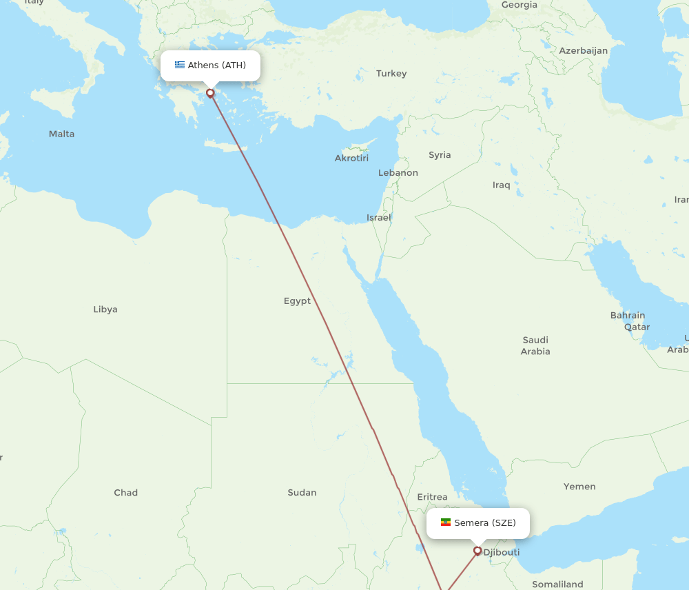 ATH to SZE flights and routes map
