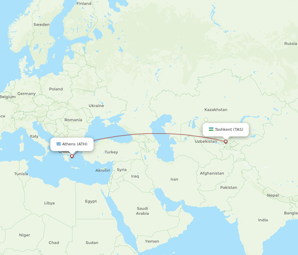 ATH-TAS flight routes