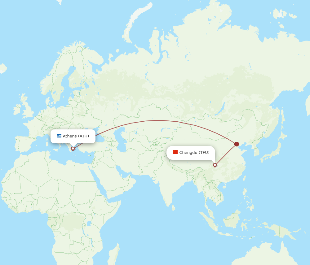 ATH to TFU flights and routes map