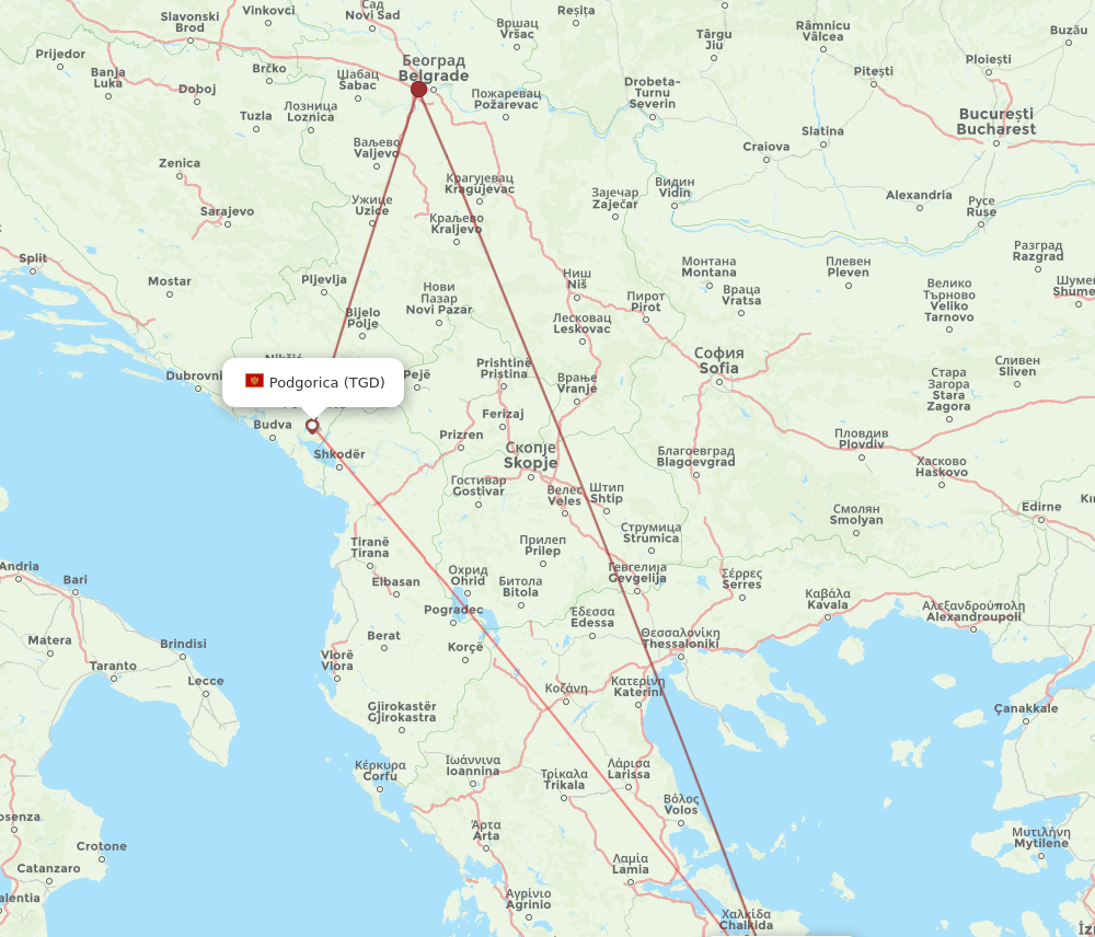 ATH-TGD flight routes