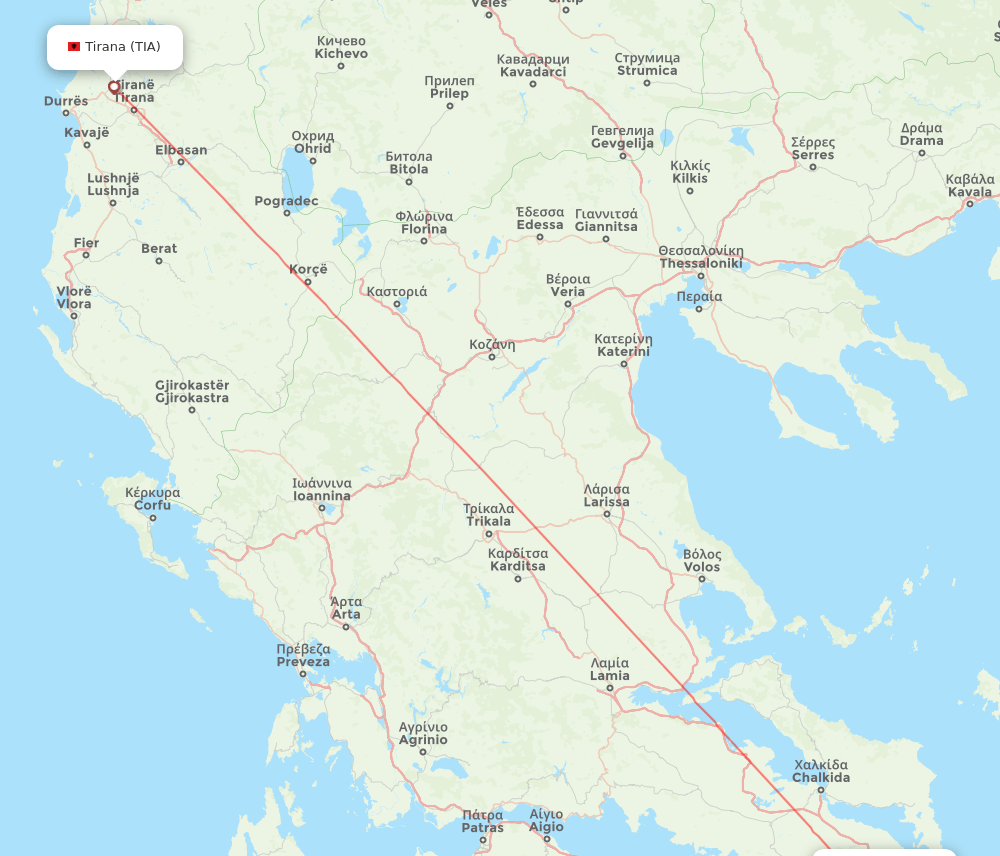 ATH to TIA flights and routes map