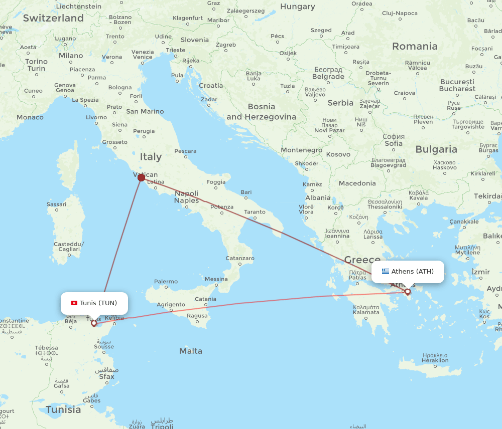 ATH-TUN flight routes