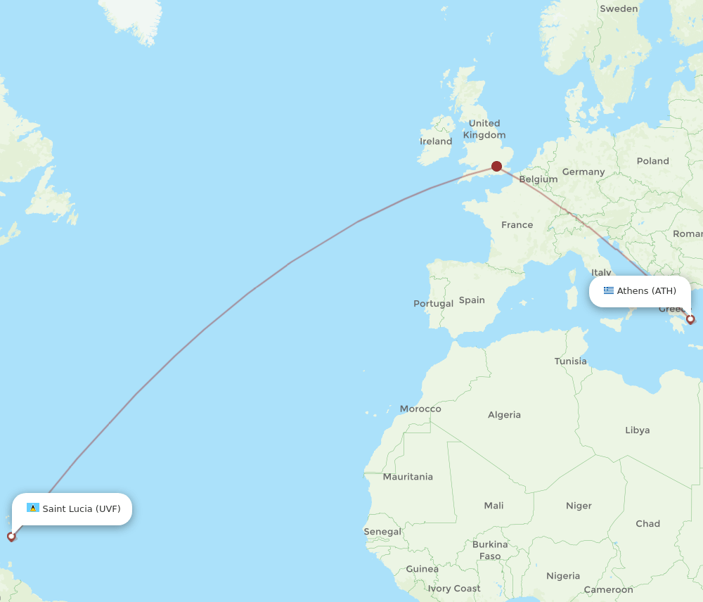 ATH-UVF flight routes
