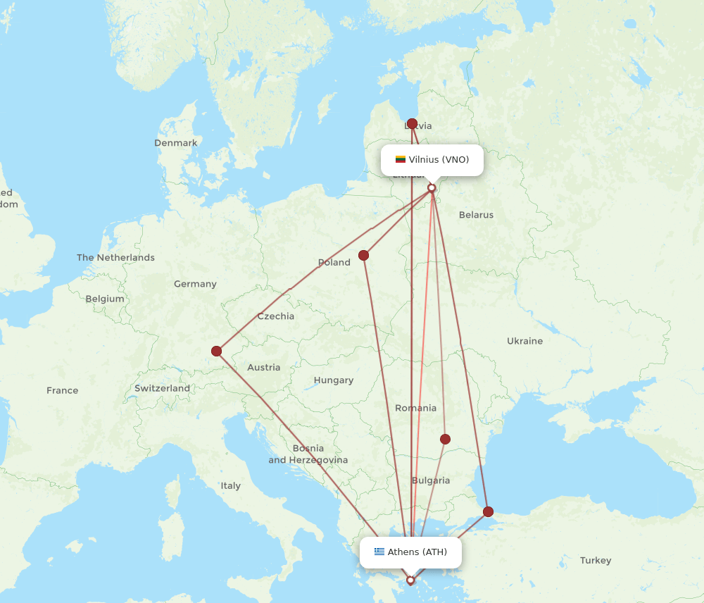 ATH-VNO flight routes