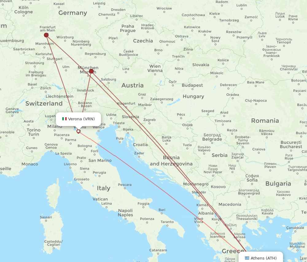 ATH to VRN flights and routes map