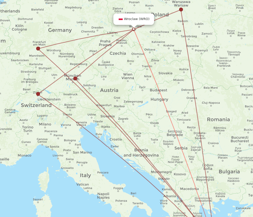 ATH to WRO flights and routes map