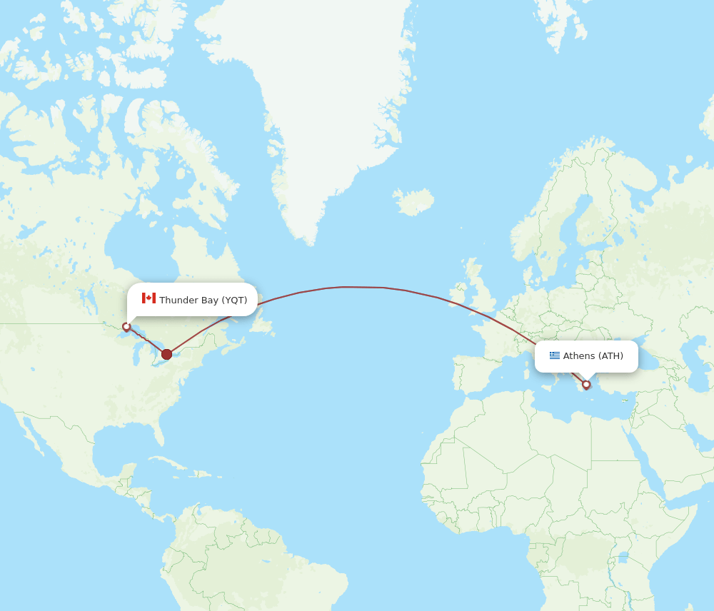 ATH-YQT flight routes