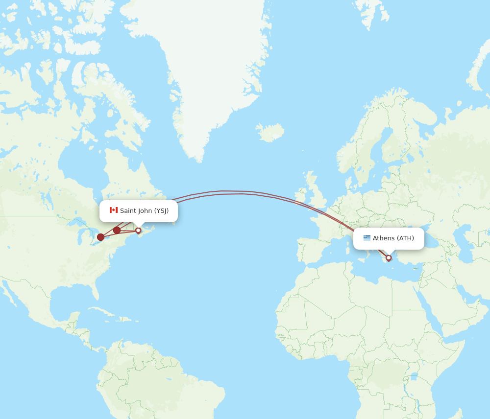 ATH-YSJ flight routes