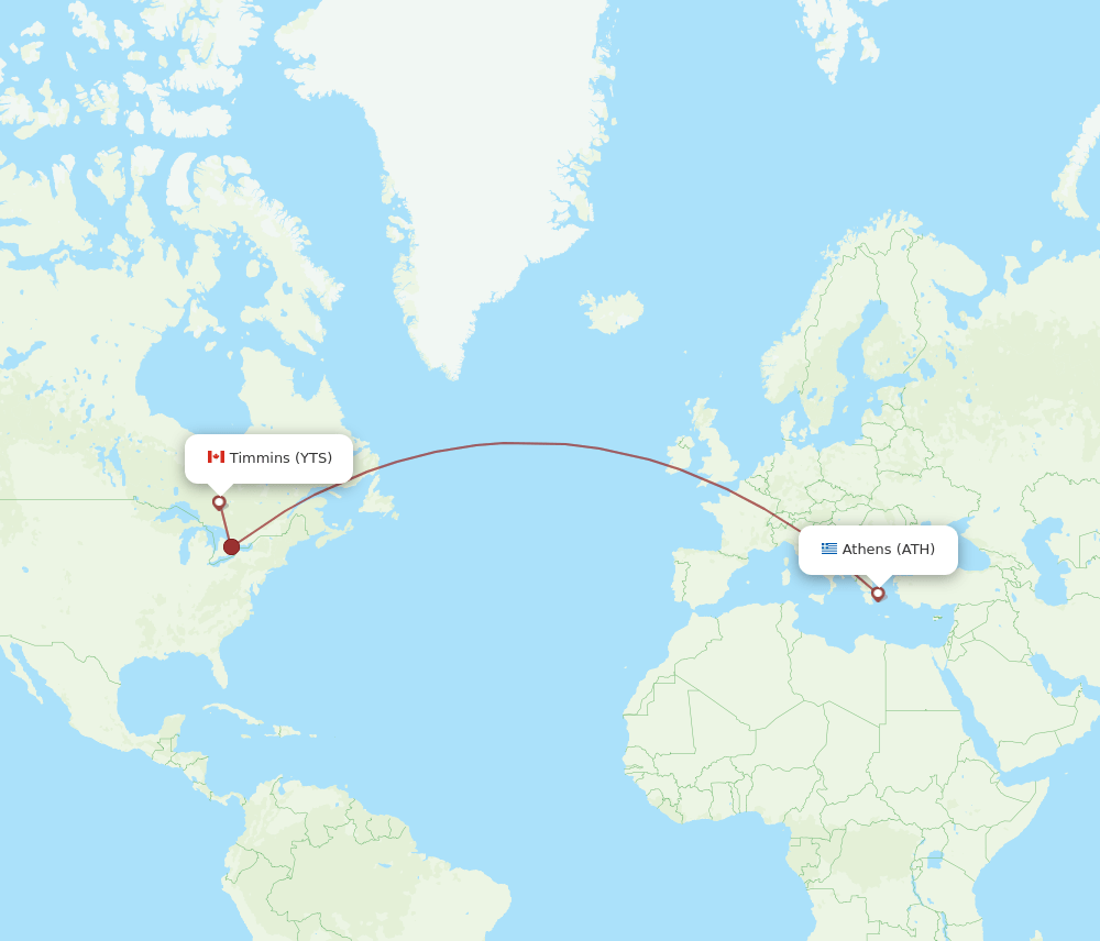 ATH-YTS flight routes