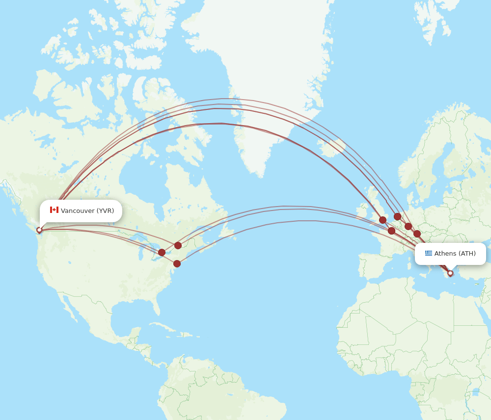 ATH-YVR flight routes