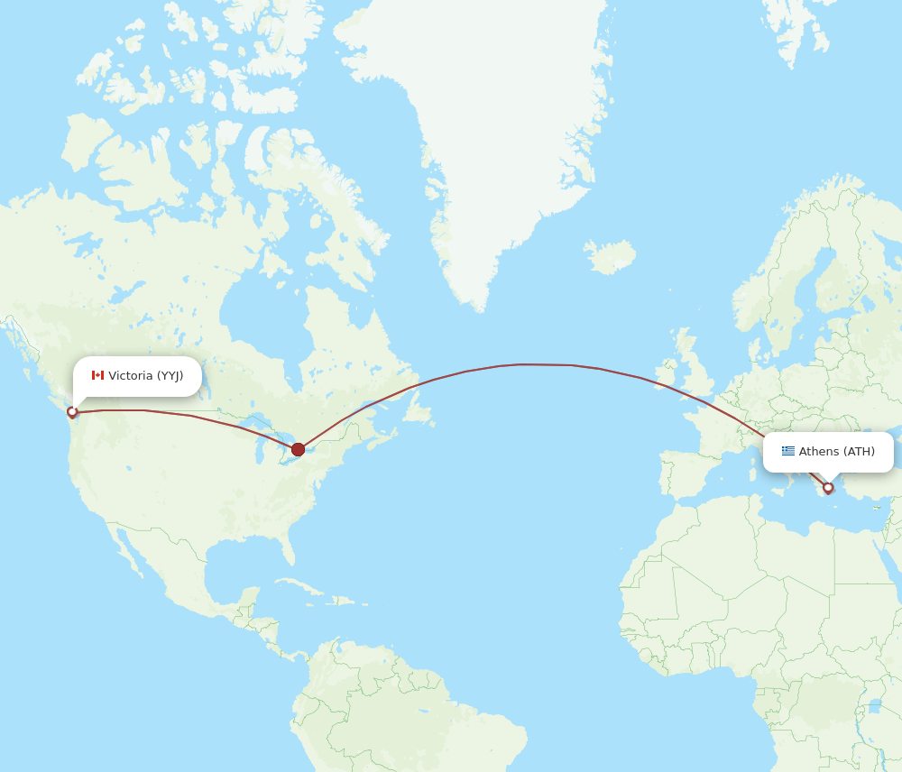 Victoria - Athens route map and flight paths