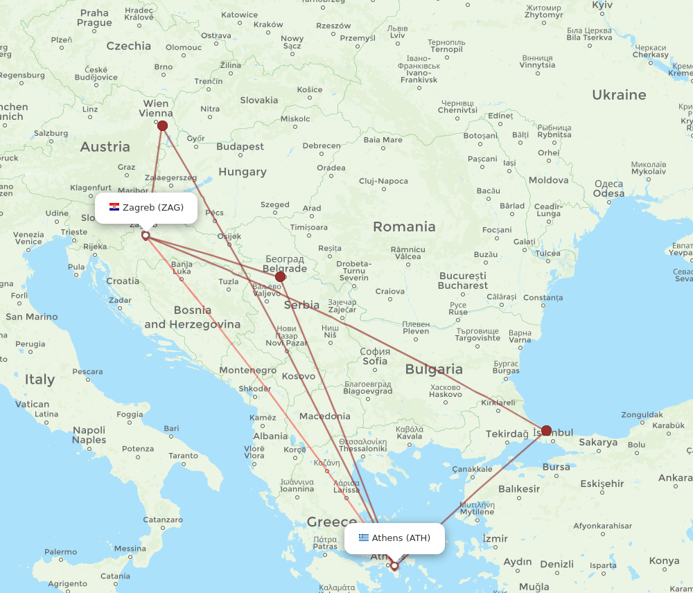 ATH-ZAG flight routes