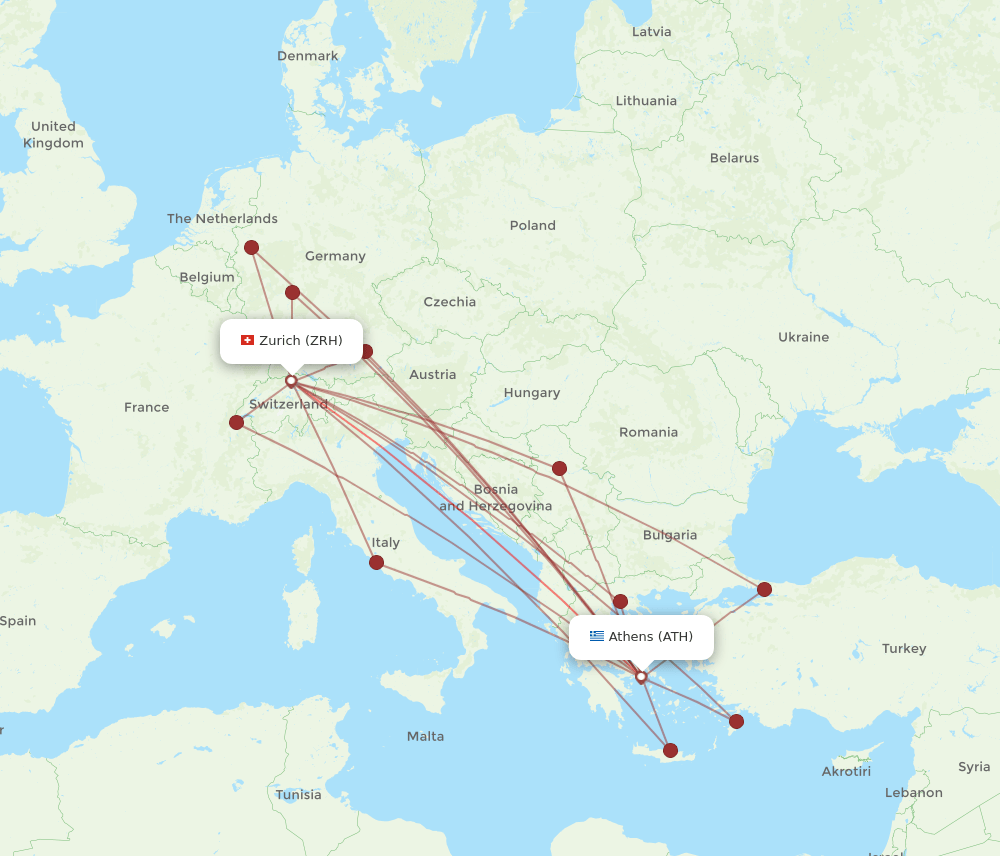 ATH-ZRH flight routes