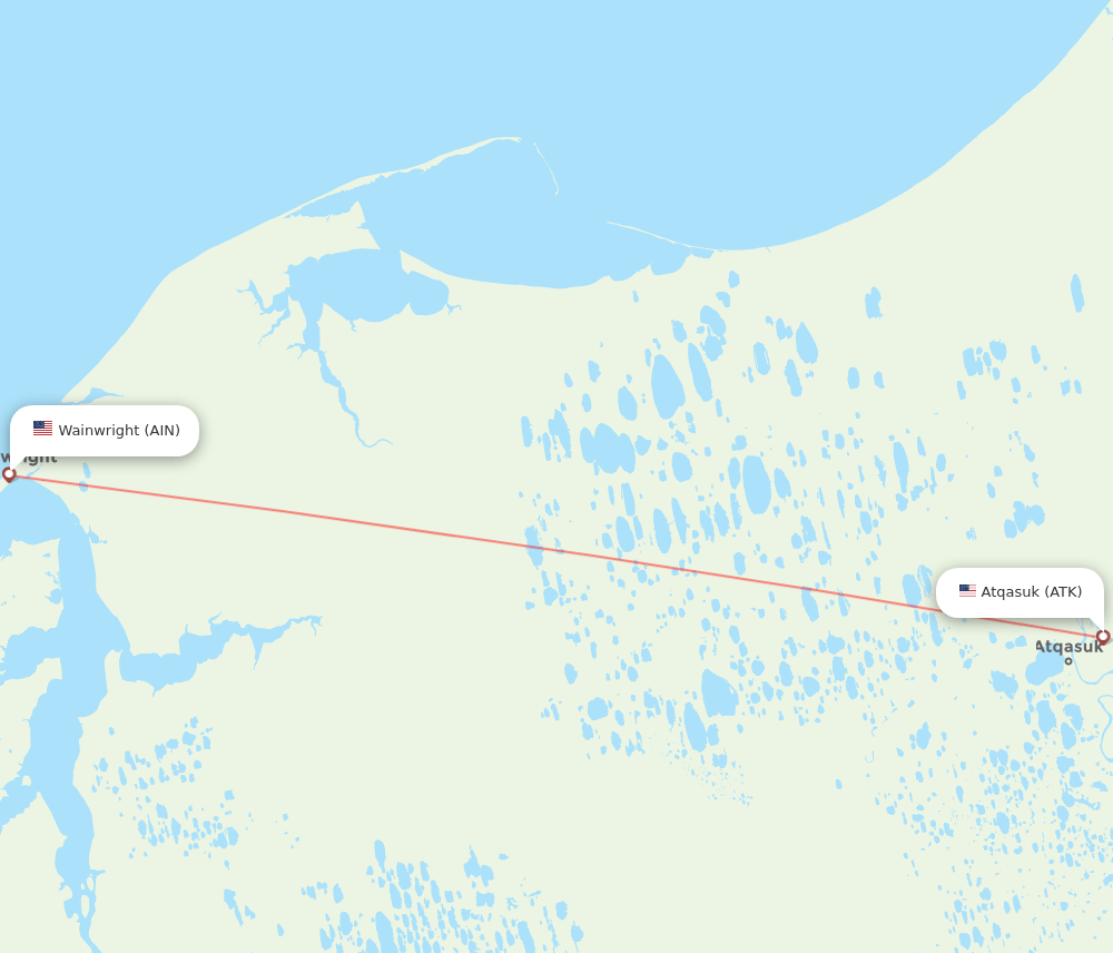 Atqasuk - Wainwright route map and flight paths