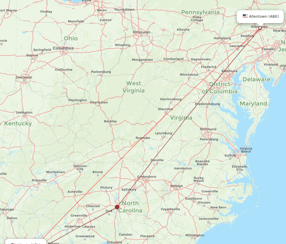 ATL-ABE flight routes