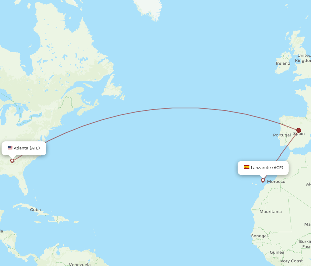 ATL-ACE flight routes