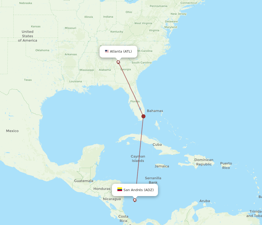 ATL-ADZ flight routes