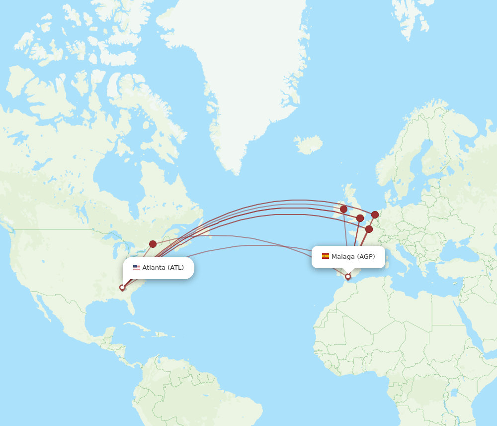 ATL to AGP flights and routes map