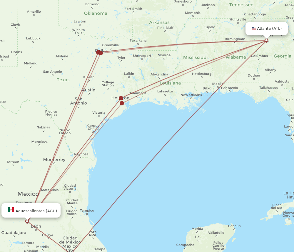 ATL-AGU flight routes
