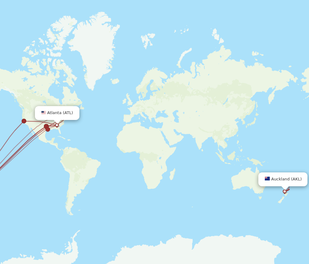 ATL to AKL flights and routes map