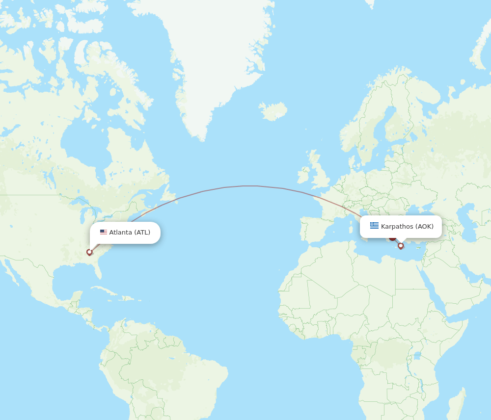 ATL to AOK flights and routes map