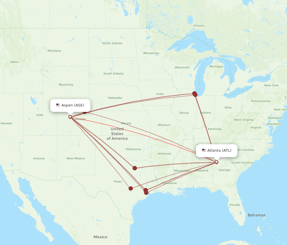ATL-ASE flight routes