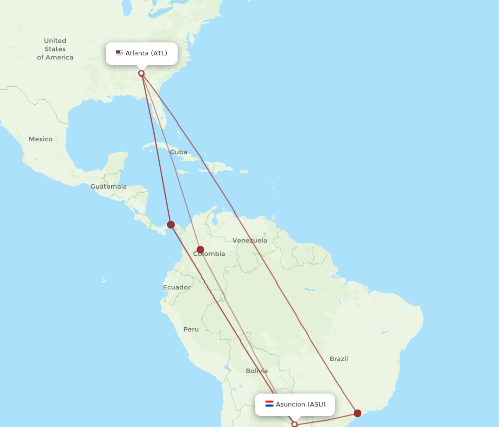 ATL-ASU flight routes