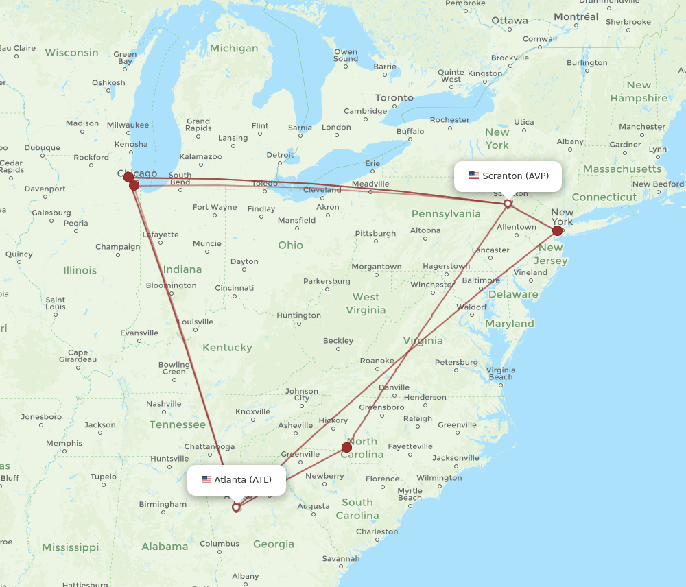ATL-AVP flight routes
