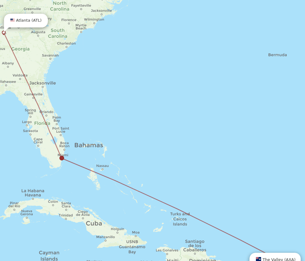ATL-AXA flight routes