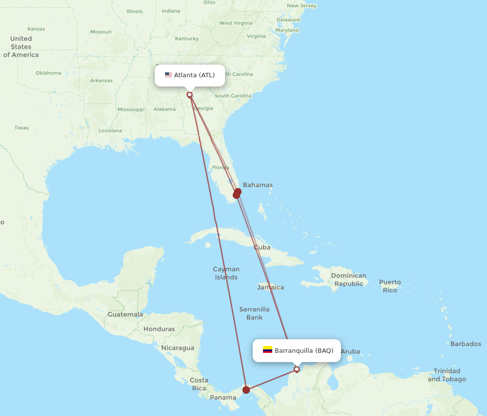 ATL-BAQ flight routes