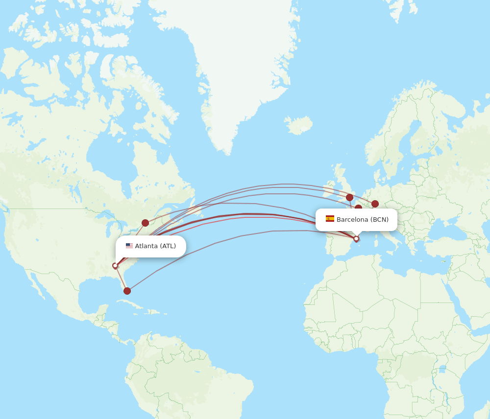ATL-BCN flight routes