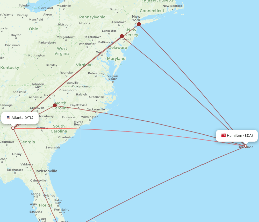 ATL-BDA flight routes