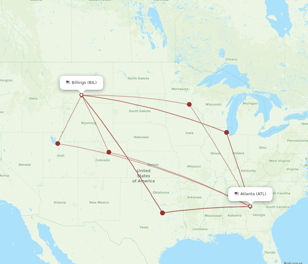 ATL-BIL flight routes