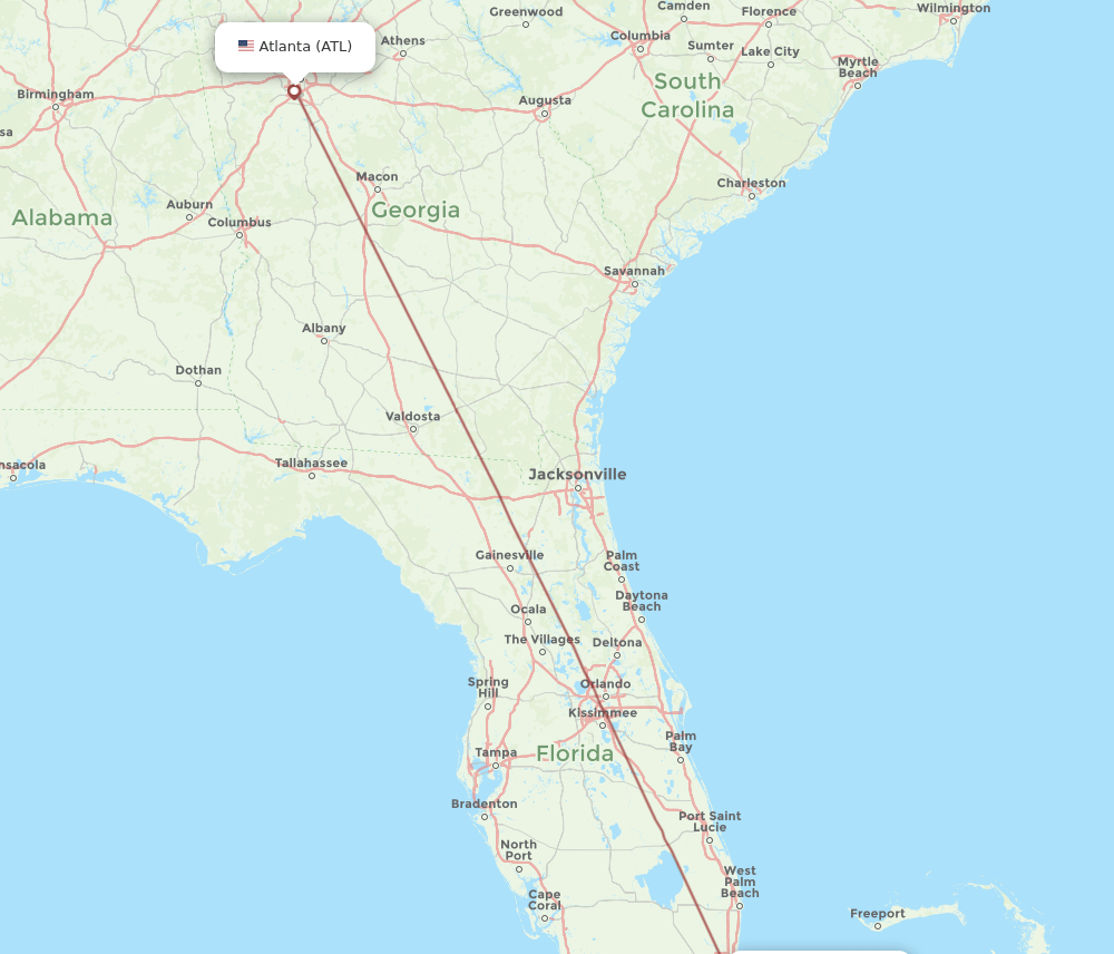 ATL-BIM flight routes
