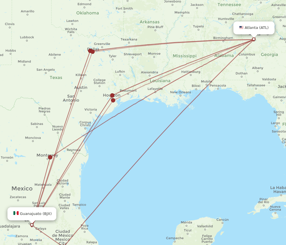 ATL-BJX flight routes
