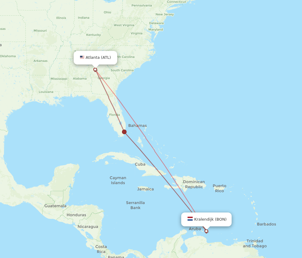 ATL-BON flight routes