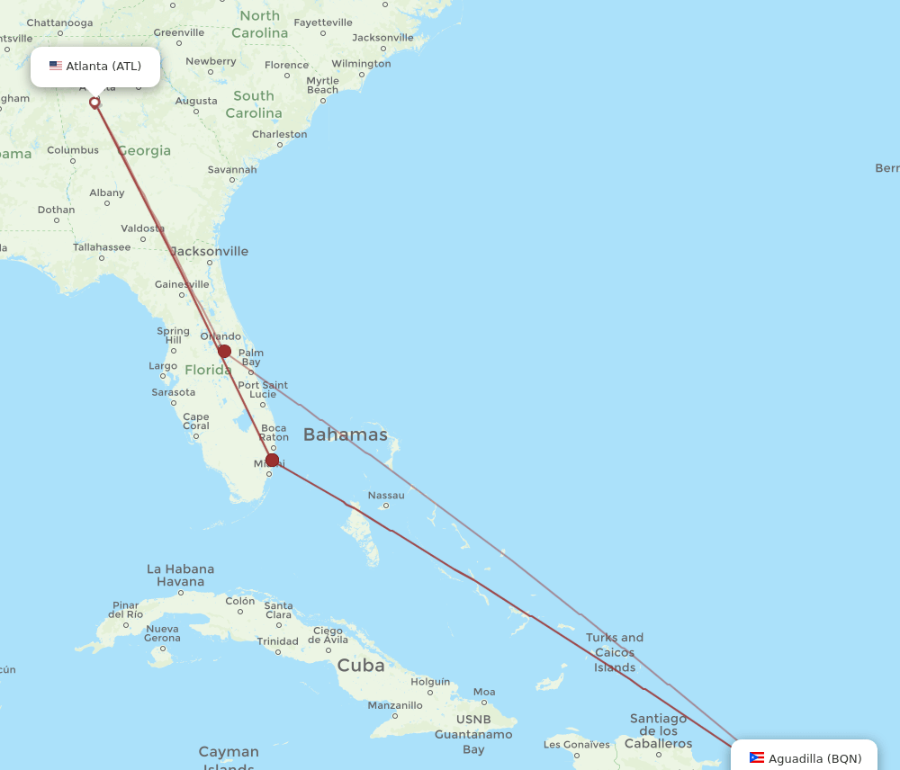 ATL-BQN flight routes